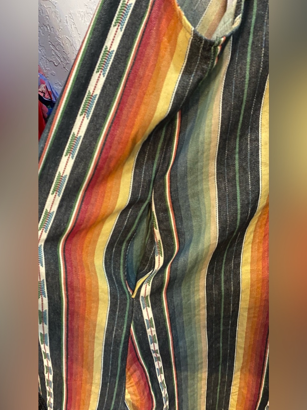 Striped Multicolor Cotton Long Western Style Type Vest. - Picture 4 of 5